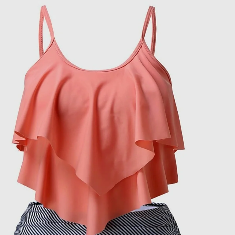Double Ruffle Swim Top - Picture 3 of 12